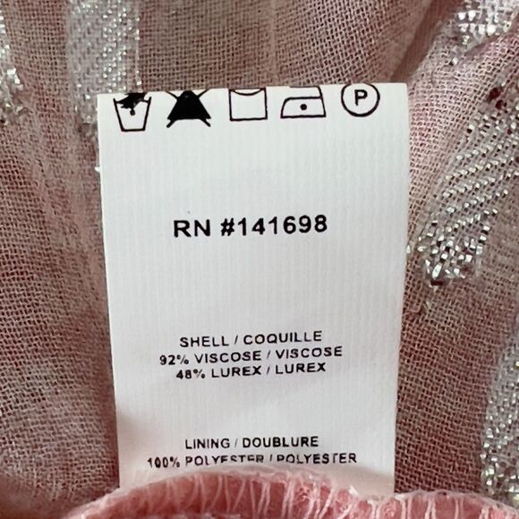 Ramy Brook Ora Metallic Print Maxi Dress Sz SP Pink Long Sleeve Crossover V-Neck - Picture 16 of 16